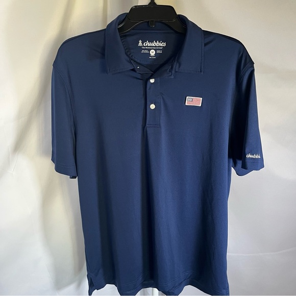Chubbies Men's Out of the Blue Performance Polo Golf Shirt‎ American Flag Medium - Picture 2 of 8